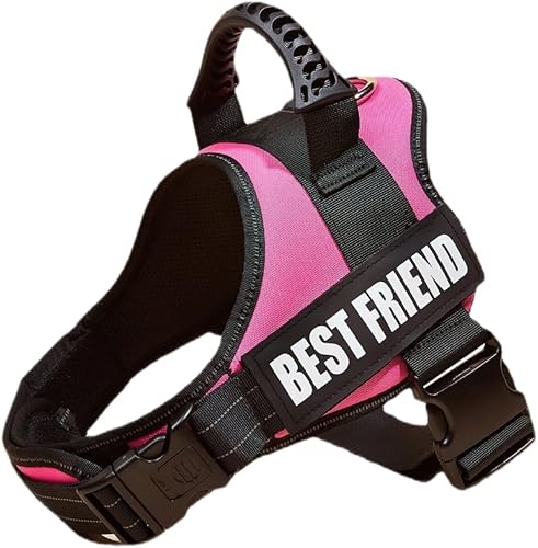 Arnés personalizado para perro, sin tirones, con parches personalizados de nombre y número de teléfono, acolchado suave ajustable, chaleco Oxford