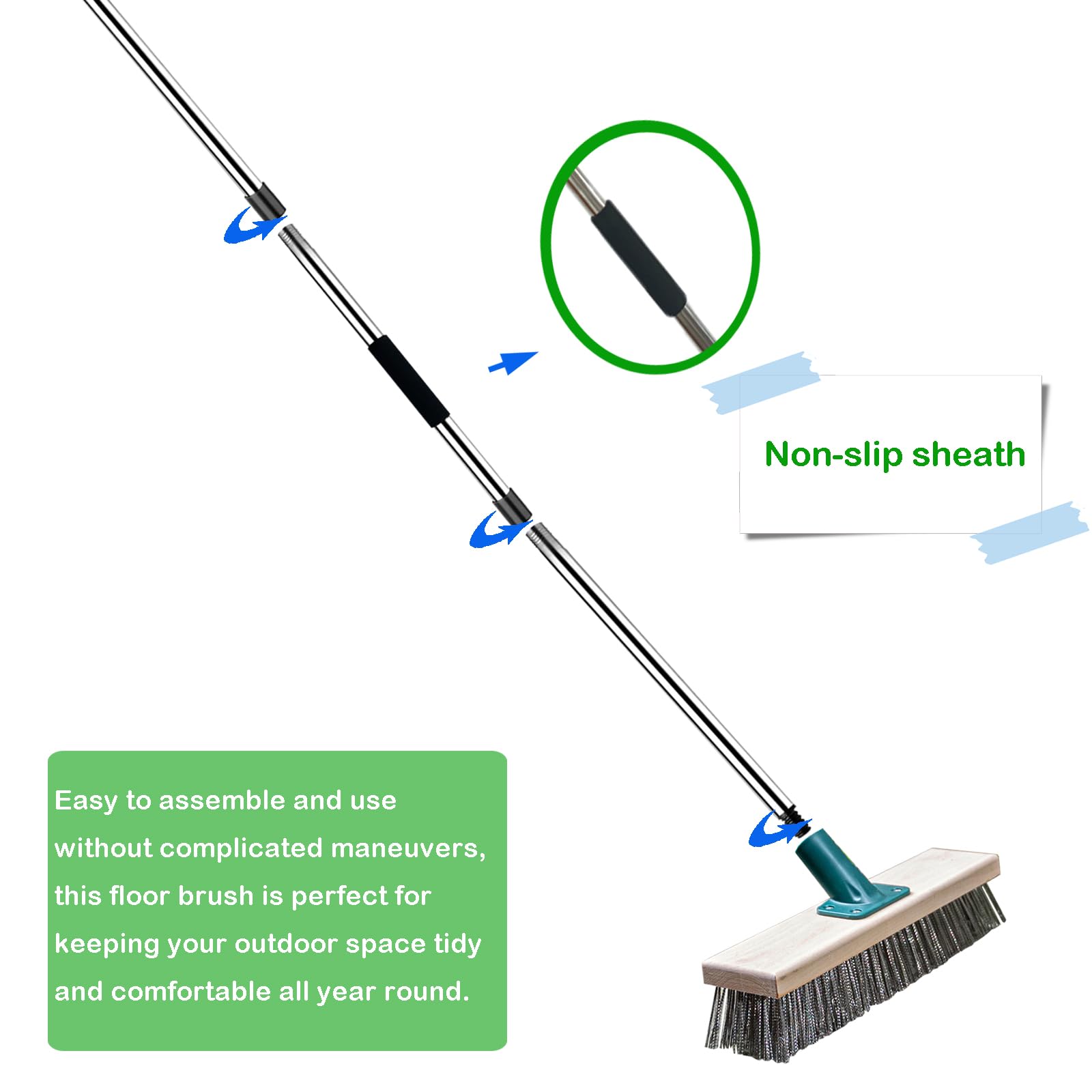 Stainless Steel Wire Floor Brush Head, Metal Wire Deck Brush Head, Wire Brush for Moss Removal, Multi-Purpose Scrub Brush for Cleaning Concrete Floor, Pool, Deck, Garage, Grout, Patio Stainless Steel Wire Floor Brush Head, Metal Wire Deck Brush Head, Wire Brush for Moss Removal, Multi-Purpose Scrub Brush for Cleaning Concrete Floor, Pool, Deck, Garage, Grout, Patio