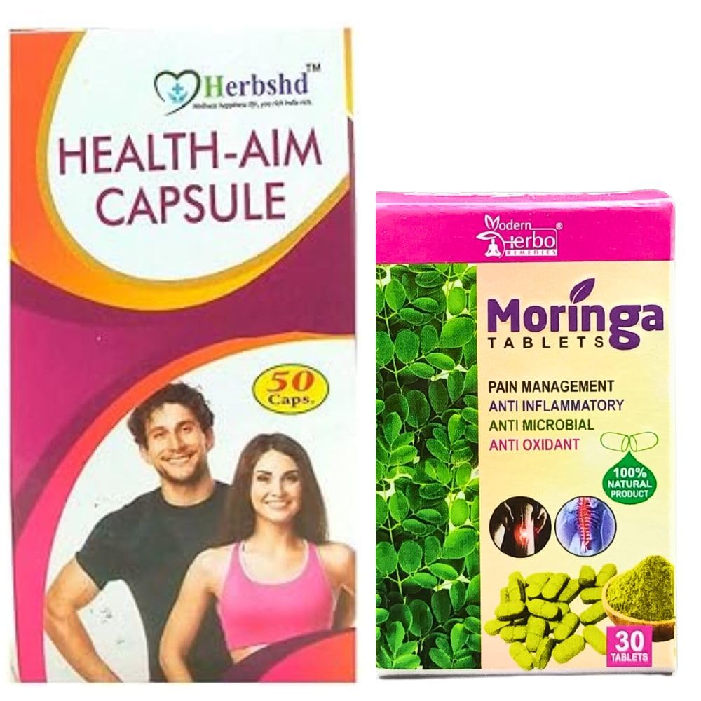Ayurvedic Moringa Tablets & Health Aim Capsules | Natural Pain Relief | Anti-Inflammatory | Antimicrobial | Antioxidant | Immunity Booster | 50Caps + 30 Tabs | Combo Pack-image-22