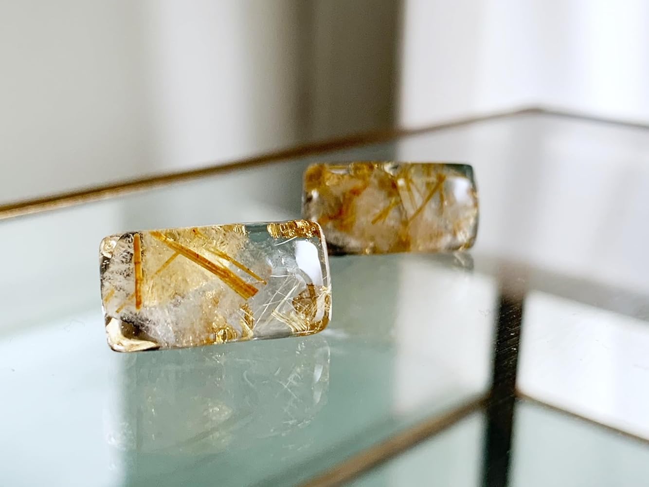 リクエストオーダー品　全方向カッティング天然石ルチルクオーツピアス　作家もの Amazon | 【ユニセックス】強運を引き寄せるルチルクォーツ