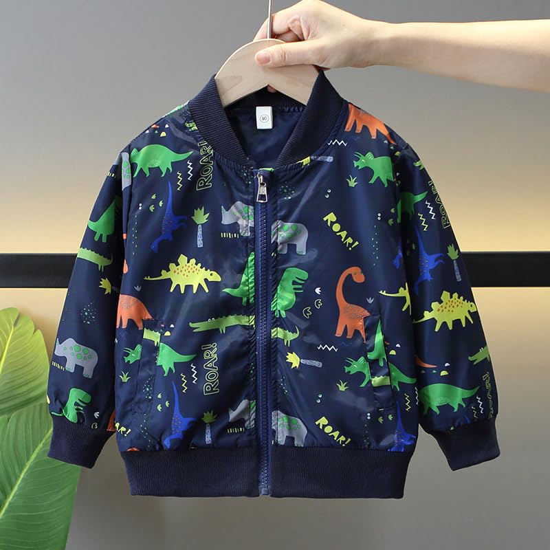 Boys' Spring and Autumn Cartoon Hoodie Jacket, Back to school Little Boys' Dinosaur Jacket size 2-62