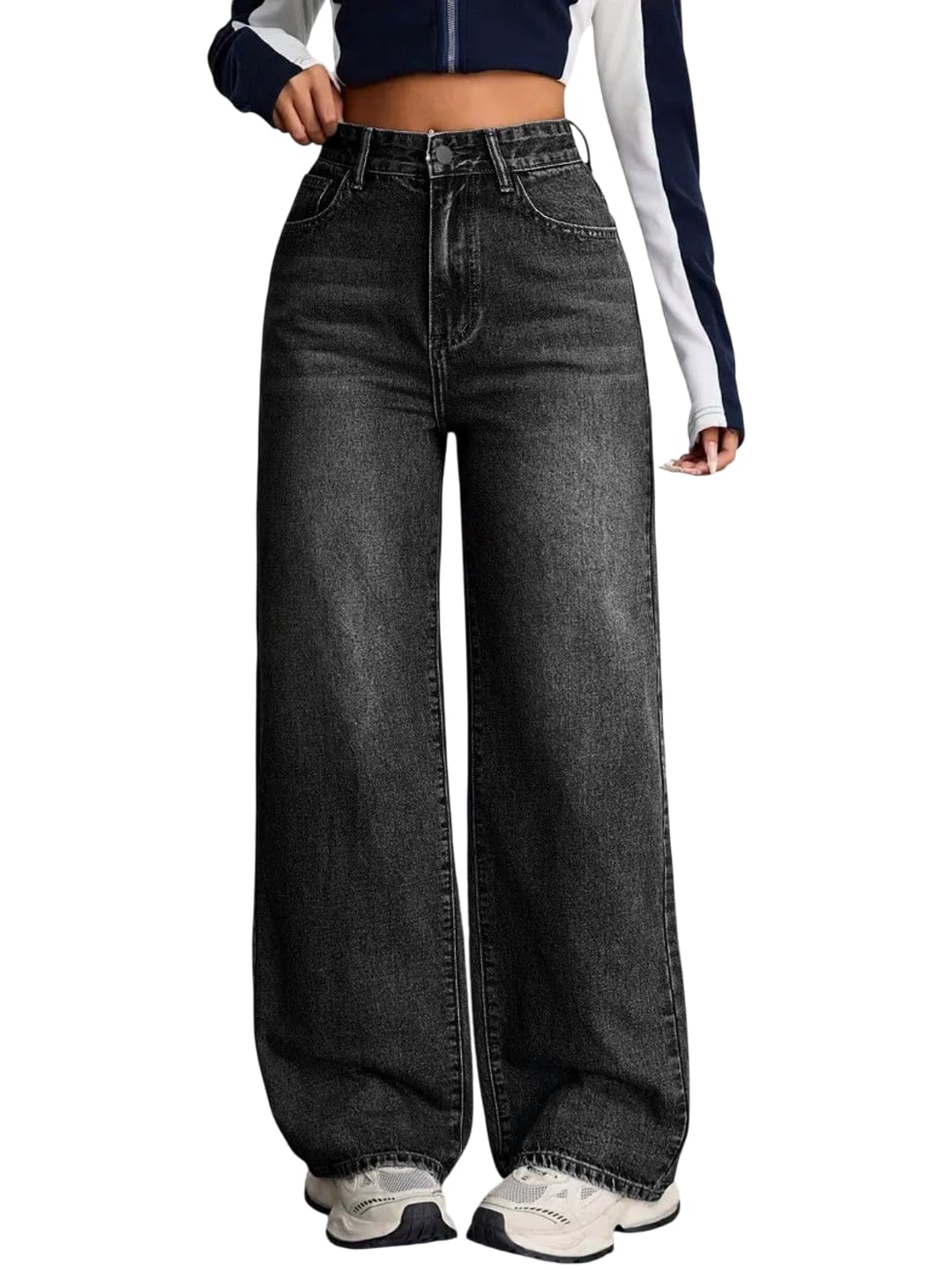 kotty Women’s High Rise Wide Leg Denim Jeans | Relaxed Fit Casual Everyday Jeans for Women-picture-27