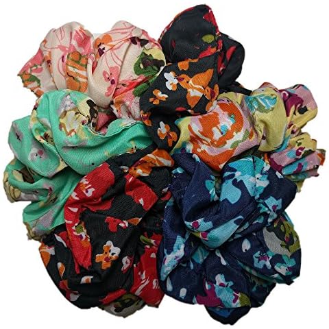 Floral Scrunchie Set, Set of 6 Scrunchies (Floral/Solid Assortment) Cover