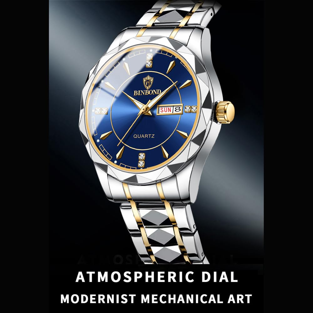 Reloj de pulsera analógico de cuarzo unisex de lujo con correa de acero inoxidable con calendario para parejas