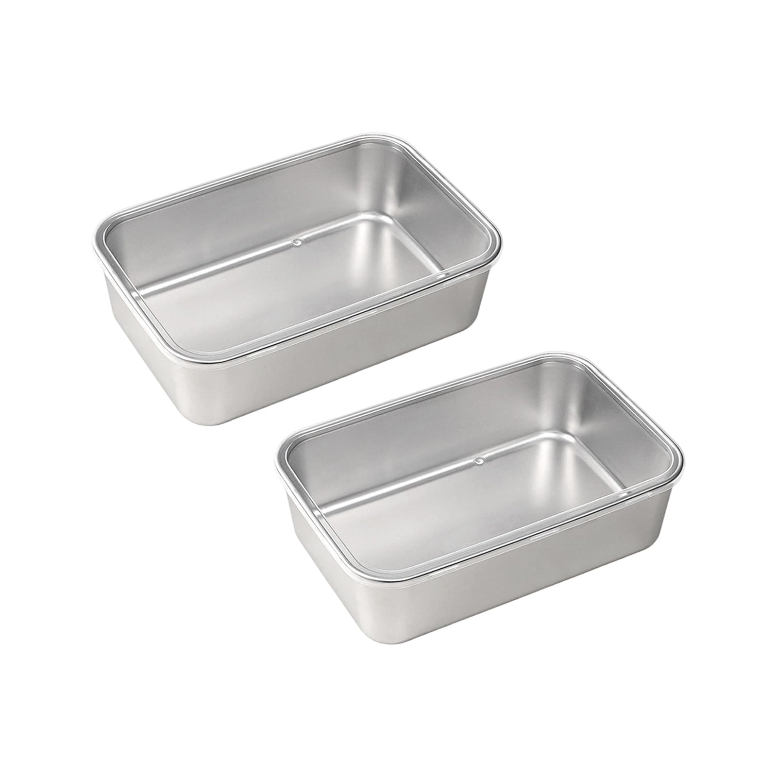 Tsophreniq 2 Pack Tiramisu Pan with Clear Lid Stainless Steel Baking Dishes Rectangular Dessert Molds Tray for Cheesecake and Mousses Clear Lid Baking Tray
