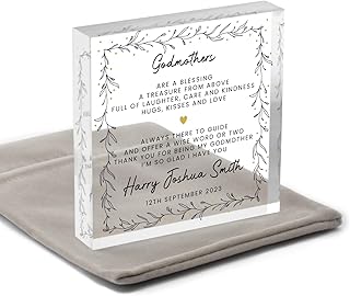 Beecreative Godmother Gifts From Godson Godchild Goddaughter - Christening Gifts For Godmother - Godmother Present - With Grey Bag