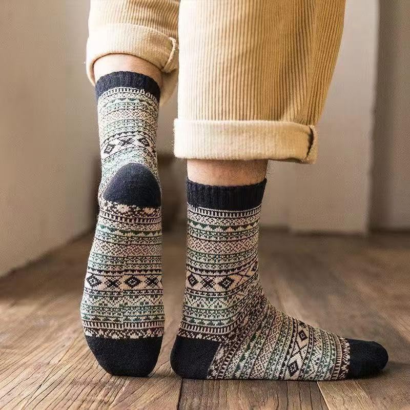 Image of Kelabia Vintage Thick Knit Wool Socks for Women Men Nordic Winter Cottagecore Warm Soft Socks