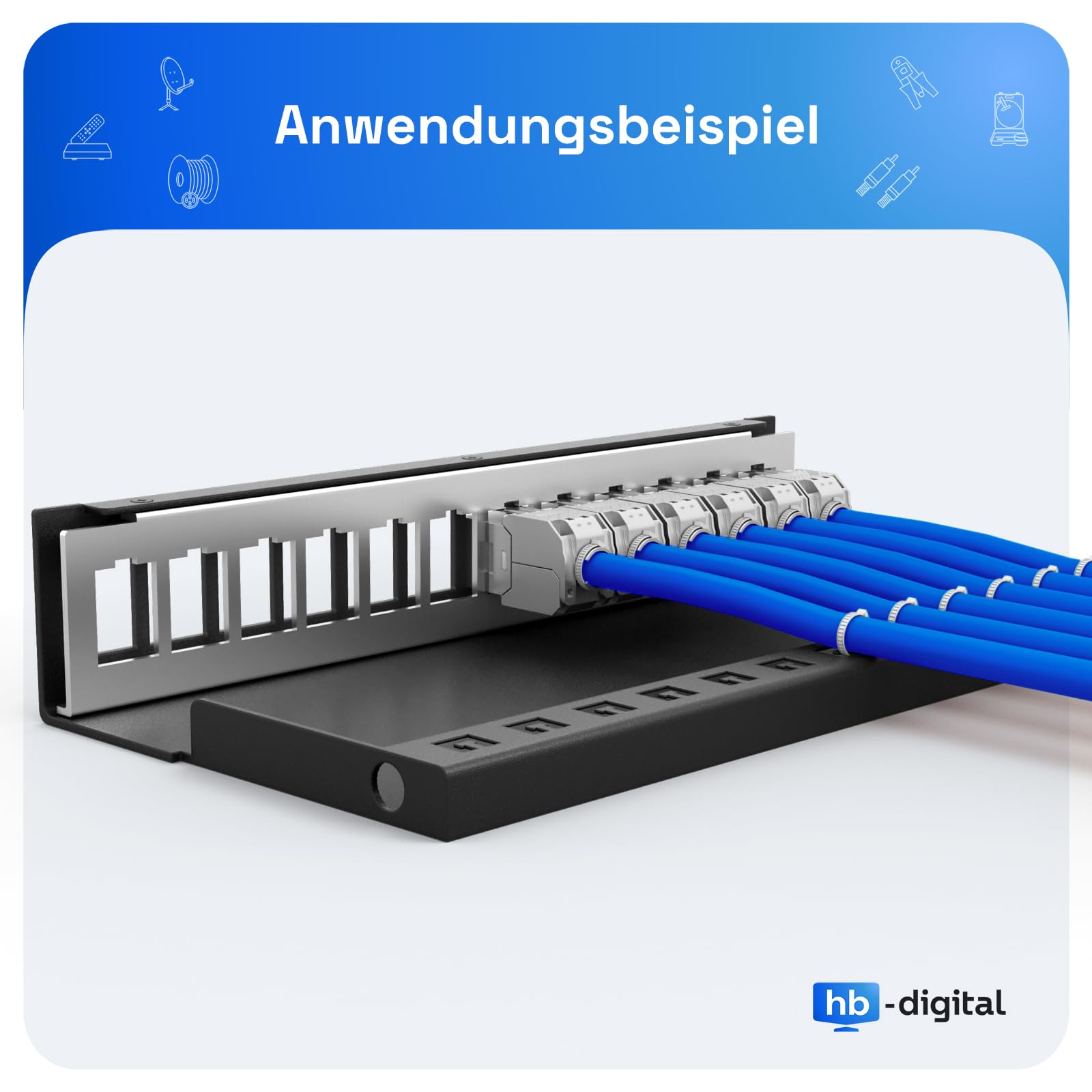 HB-DIGITAL Panel de conexiones de 12 puertos, 1 U, 12 módulos de conector Keystone RJ45, certificado GHMT, blindado STP 40 Gbps, compatible con cable de red LAN, color negro