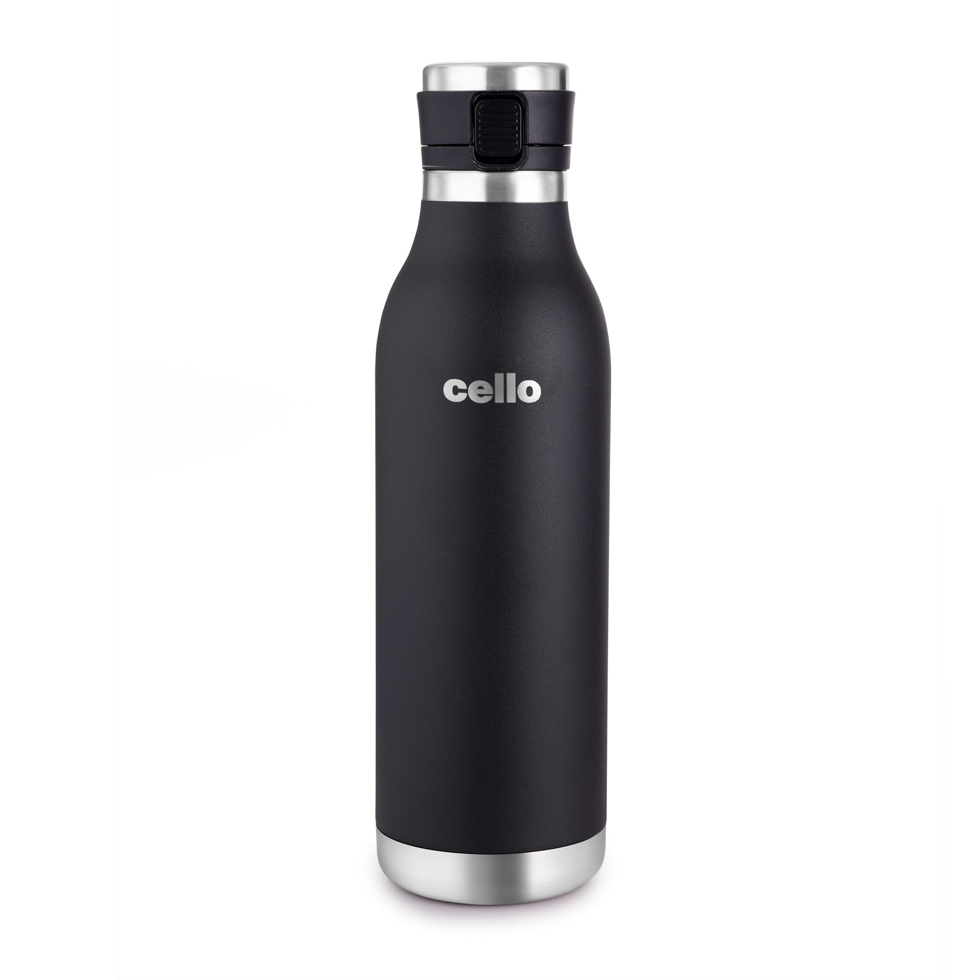 Cello Duro Jet Thermosteel Flask, 600ml, Black | 24 Hours Hot and Cold Thermoflask | Rust & Leak Proof | Flask for Tea Coffee | Ideal for Office, Gym, Home, Kitchen, Hiking, Trekking, Travel Bottle (B0BPC87WBT) Amazon Price History, Amazon Price Tracker