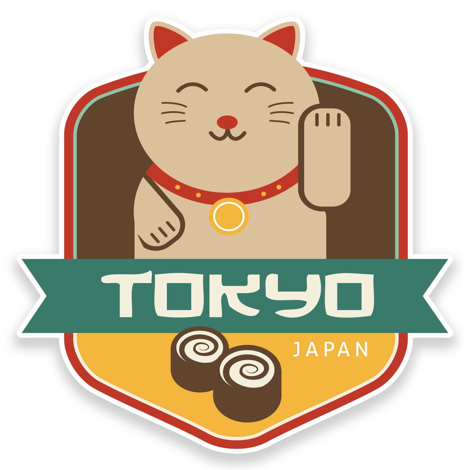 Destinationvinyl Multi 2 X 10Cm Tokyo Japan Vinyl Sticker Laptop Car Travel Luggage Tag Lucky Cat #9226 (10Cm Wide X 10Cm High)