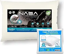 Kit Travesseiro Nasa X Alto Original Antialérgico Antiácaro Viscoelástico Confortável Macio Duoflex Capa Protetora impermeável com Zíper