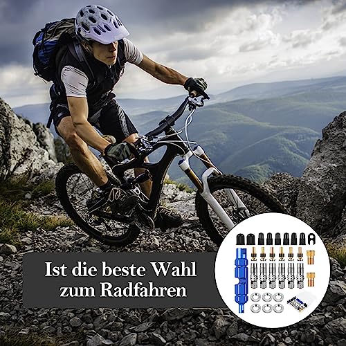 24 Stück Französisches Ventil,Fahrrad Presta Ventil mit Ventilkappen,Französisches Ventil Adapter, Ventilschlüssel für Fahrräder,Mountainbikes Austausch des Ventilkerns