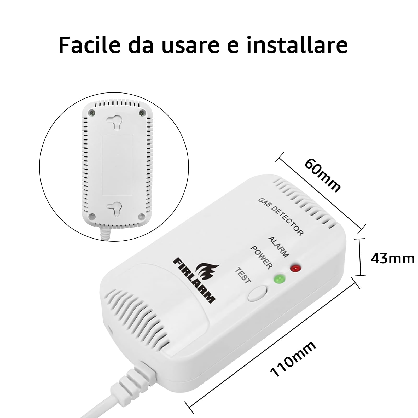 Firlarm - Rilevatore di gas, rilevatore di gas GPL/gas naturale/carbone, allarme per gas metano e propano butano