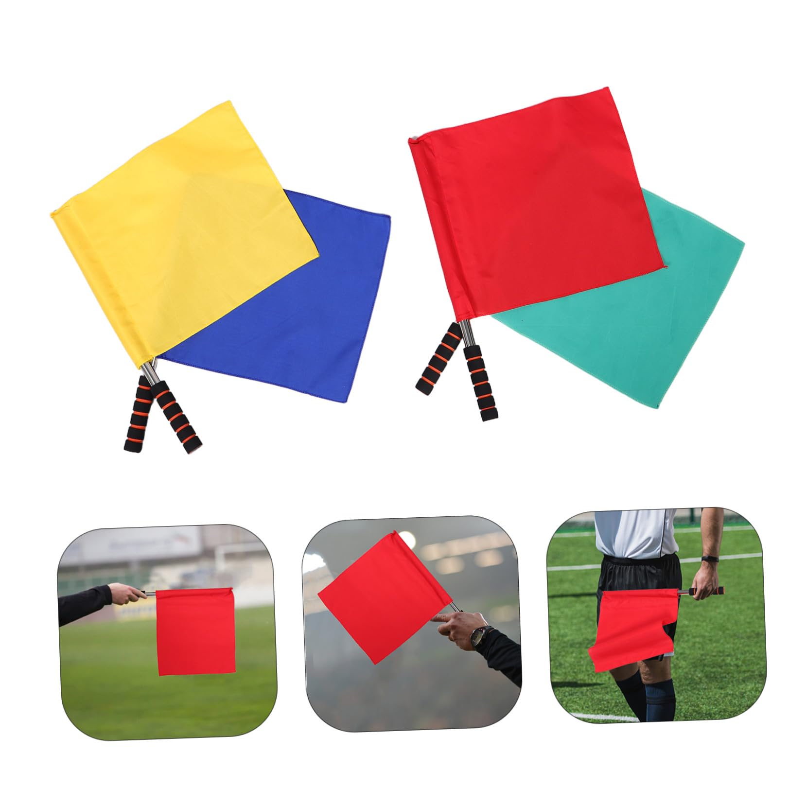 Toddmomy 8 Piezas Banderas de Árbitro Multicolor con Mango de Acero Inoxidable para Fútbol Voleibol Atletismo Señalización Deportiva Portátil