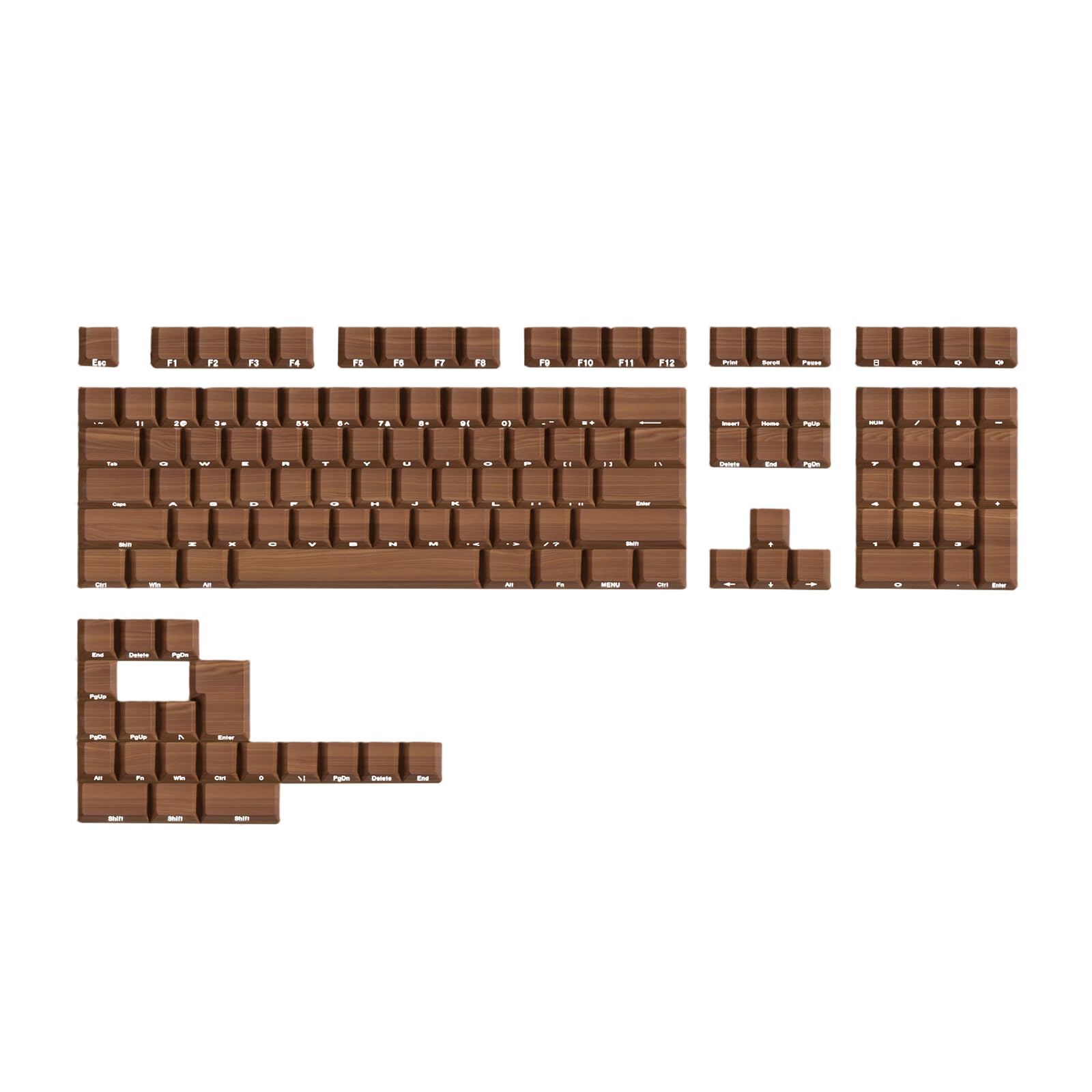 Capuchons de Touches PBT, 128 Touches, Wood g Rain Brown