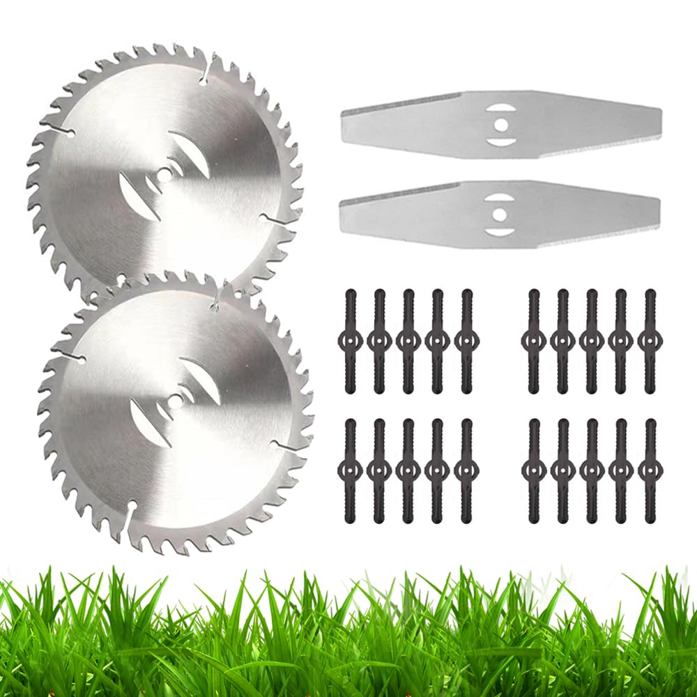 HIOMALY Weed Wacker Eater Blade, 6in Cutter Trimmer Weed Eater Blade with 2 Saw Blades, 2 Metal Blades, 20 Nylon Blade, Grass Trimmer Blade Heads Replacements