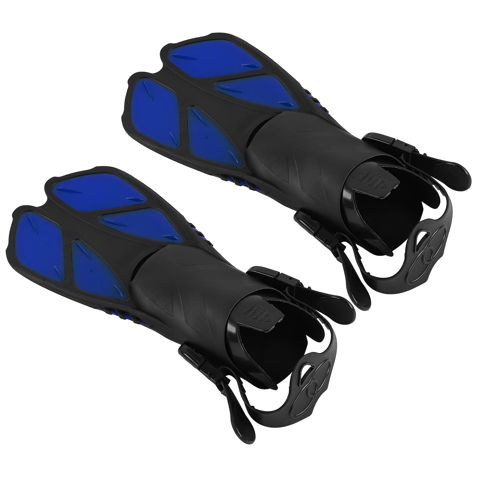 Swimming Diving Flippers for Adults, Long Adjustable Swim Fins Blue (MD)