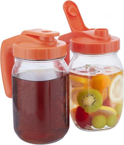 Miniatura 4 de NICEAGE Mason Jar - Tapas de boquilla de boca ancha con asa reutilizable, sello hermético a prueba de fugas, paquete de 4 (tarro no incluido)