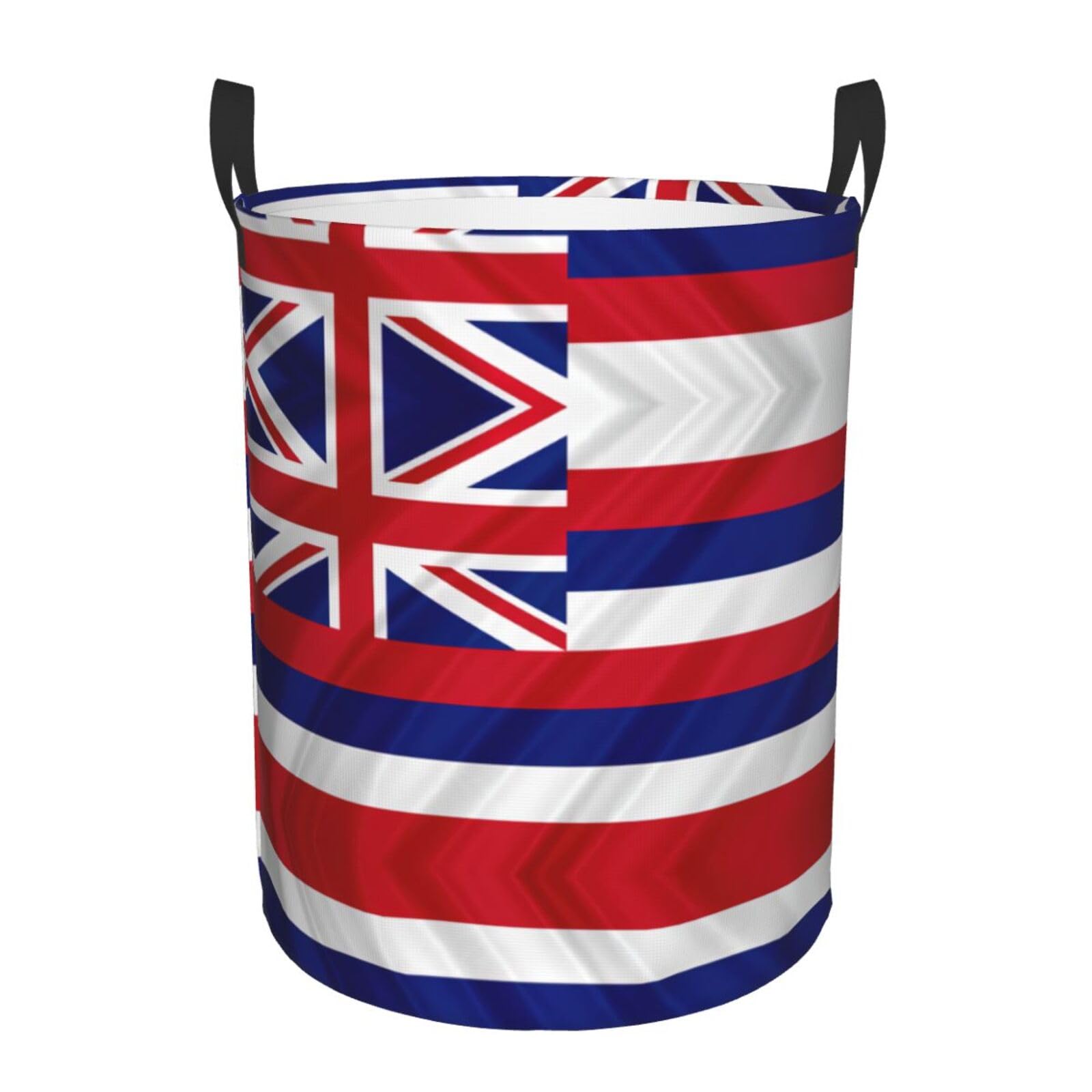 M Collapsible Round Flag of Hawaii American Print Laundry Hamper
