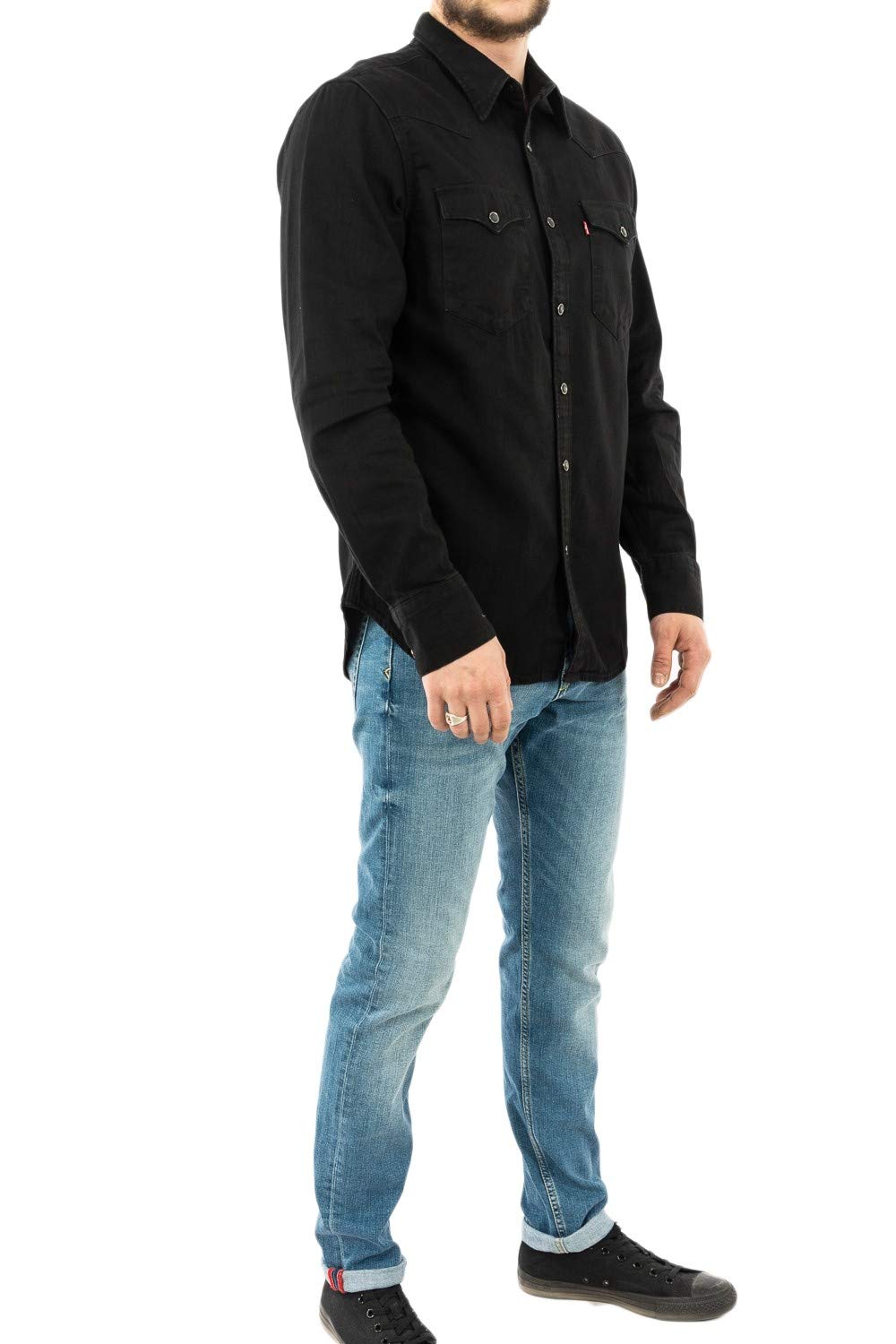 Levi's Mężczyźni Barstow Western Standard Shirt, Marble Black Denim Rinse, XL