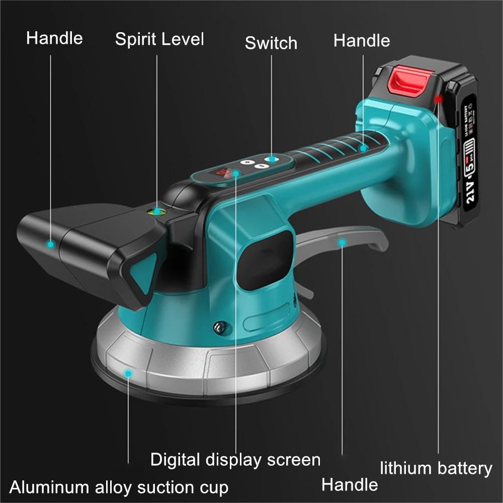 Máquina de baldosas inalámbrica, Vibrador de baldosas, Máquina de azulejos para Makita 18V batería, 10 velocidades ajustables, Herramienta vibratoria para azulejos de pared, adsorción 200 kg (sin