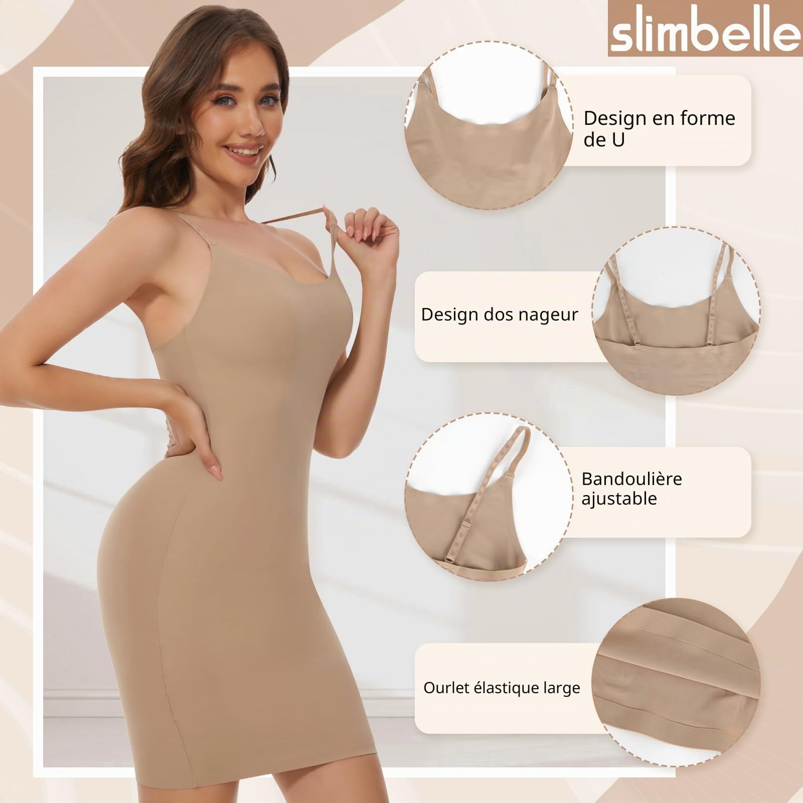 SLIMBELLE Robe Gaine Sculptante Femme Robe Amincissante Invisible Ventre Plat Robe Sculptante Body Shaper Femme