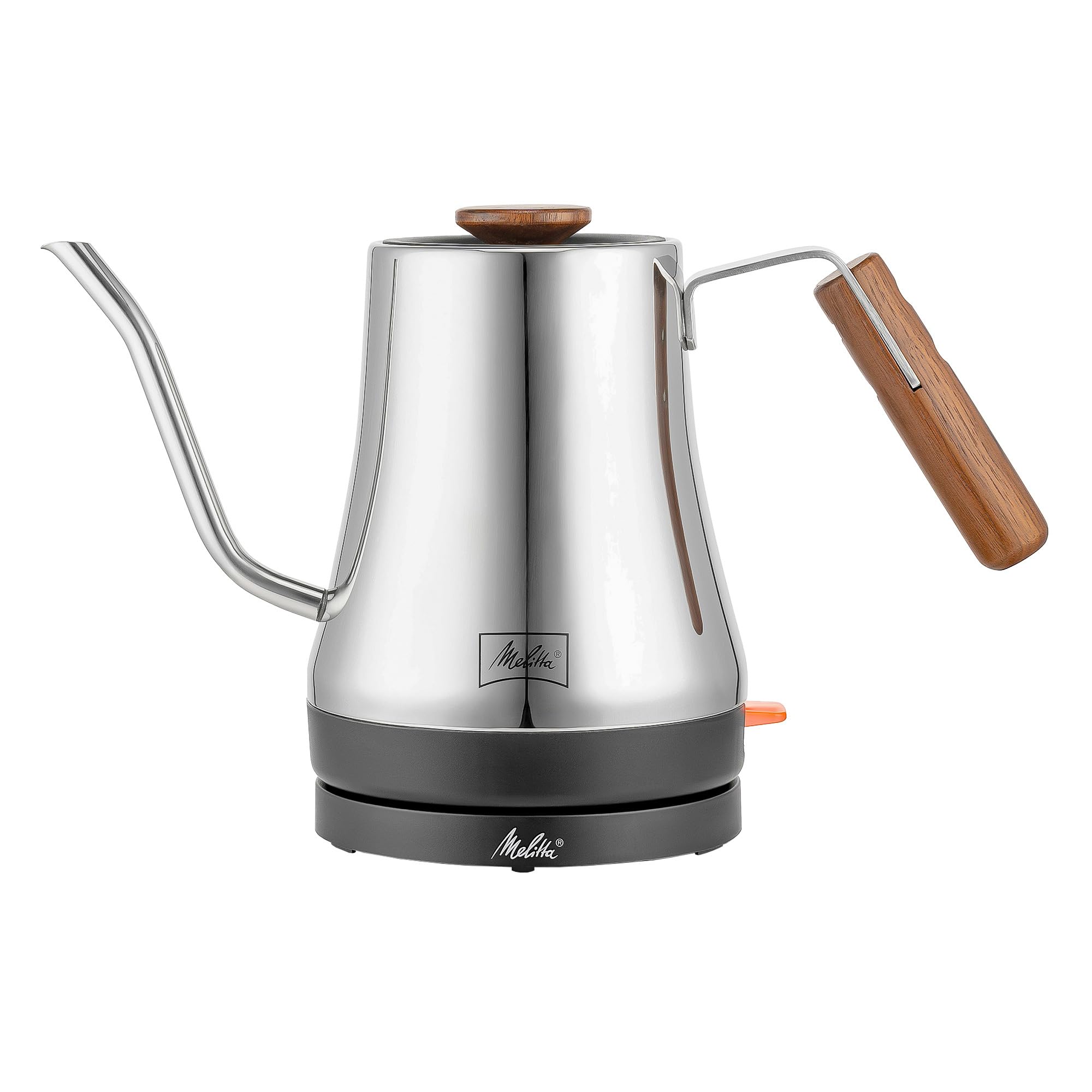 Melitta Precision Pour X Stainless Steel Gooseneck Electric Kettle | Wooden Handle, Wooden Knob, Gooseneck Spout, BPA Free interior, Automatic Shut Off