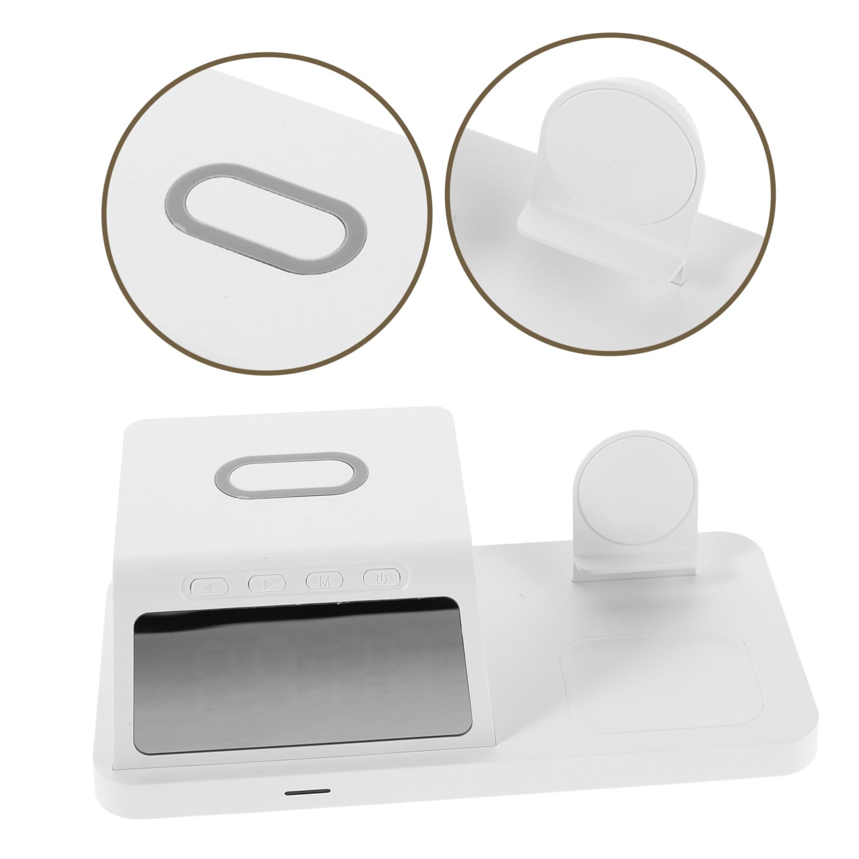 15w Cargador Inalámbrico Reloj y Luz Nocturna Base de Carga para Mesita de Noche Carga Rápida para Múltiples Dispositivos