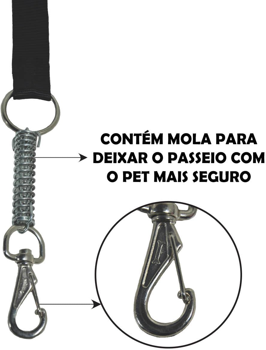 Peitoral Americano Coleira Com Guia Para Cachorro Porte Grande Resistente (Preto)