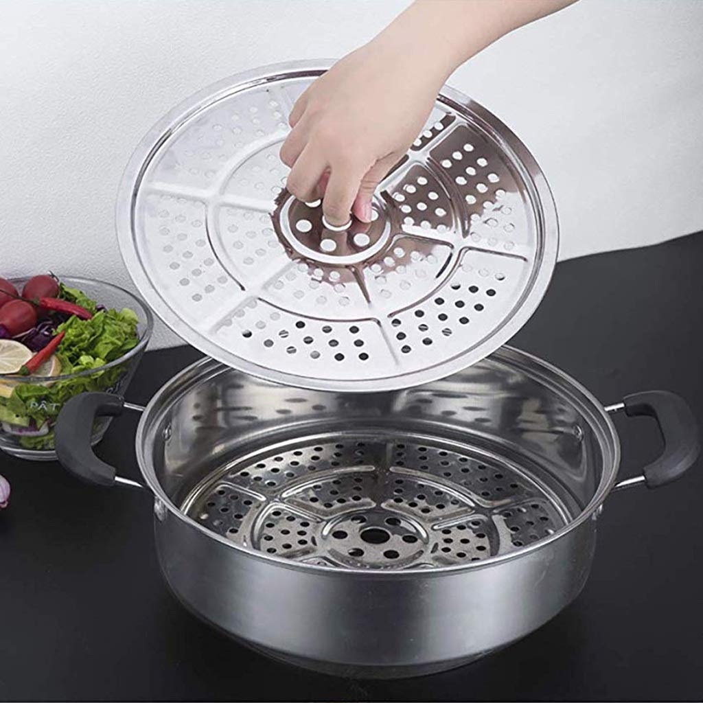 Dampfgartopf aus Edelstahl mit Dampfeinsatz und belüftetem Glasdeckel-Set – sicher und langlebig