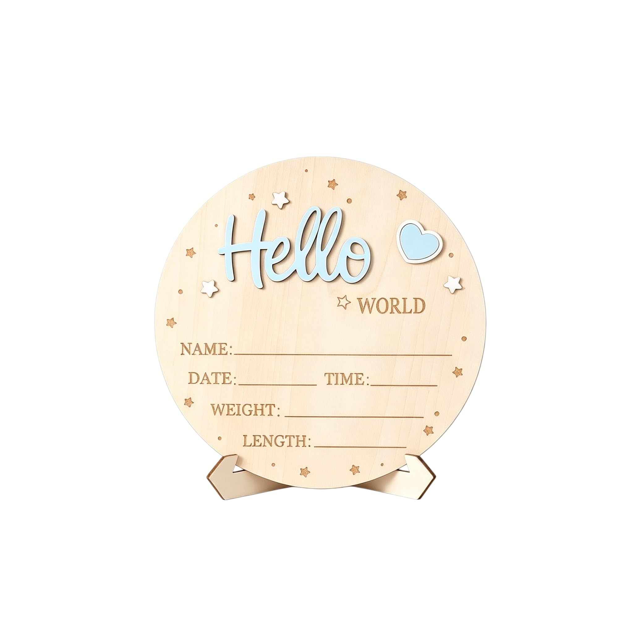 "Hello World" Newborn Announcement Sign with Custom Name & Birth Details,QIANSSE Desktop or Wall Mount Welcome Plaque Nursery Decor & Tabletop Display