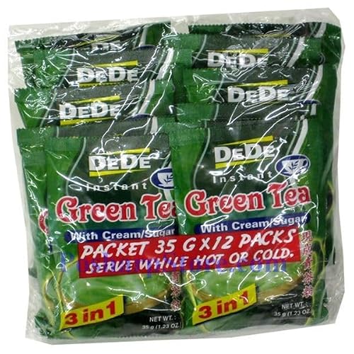 Eelicious DeDe Instant Macha Green Tea with cream and sugar 1.23oz x12pcs,pack of 2