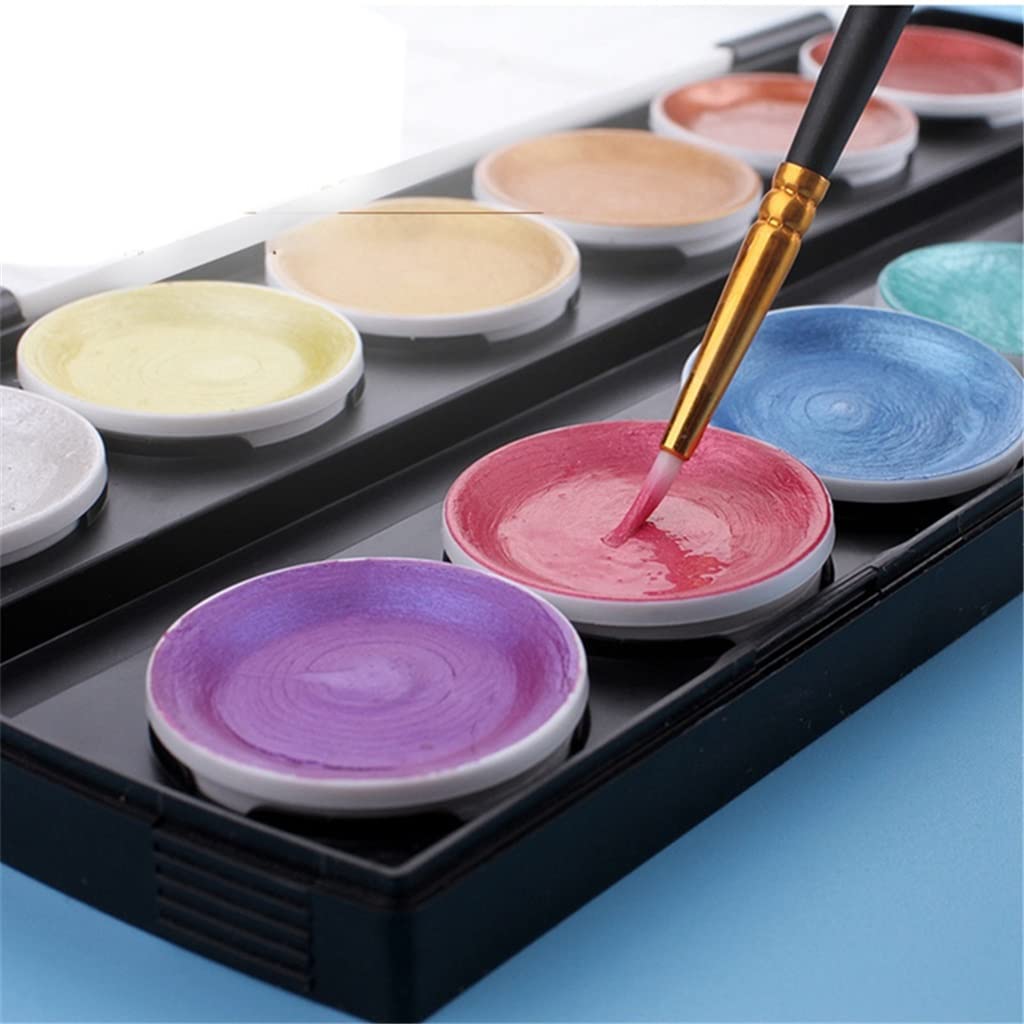 Aquarellfarben-Set mit 12 festen Farben, Kunstmalpigmente für MalbücherAquarellfarben-Set mit 12 festen Farben, Kunstmalpigmente für Malbücher