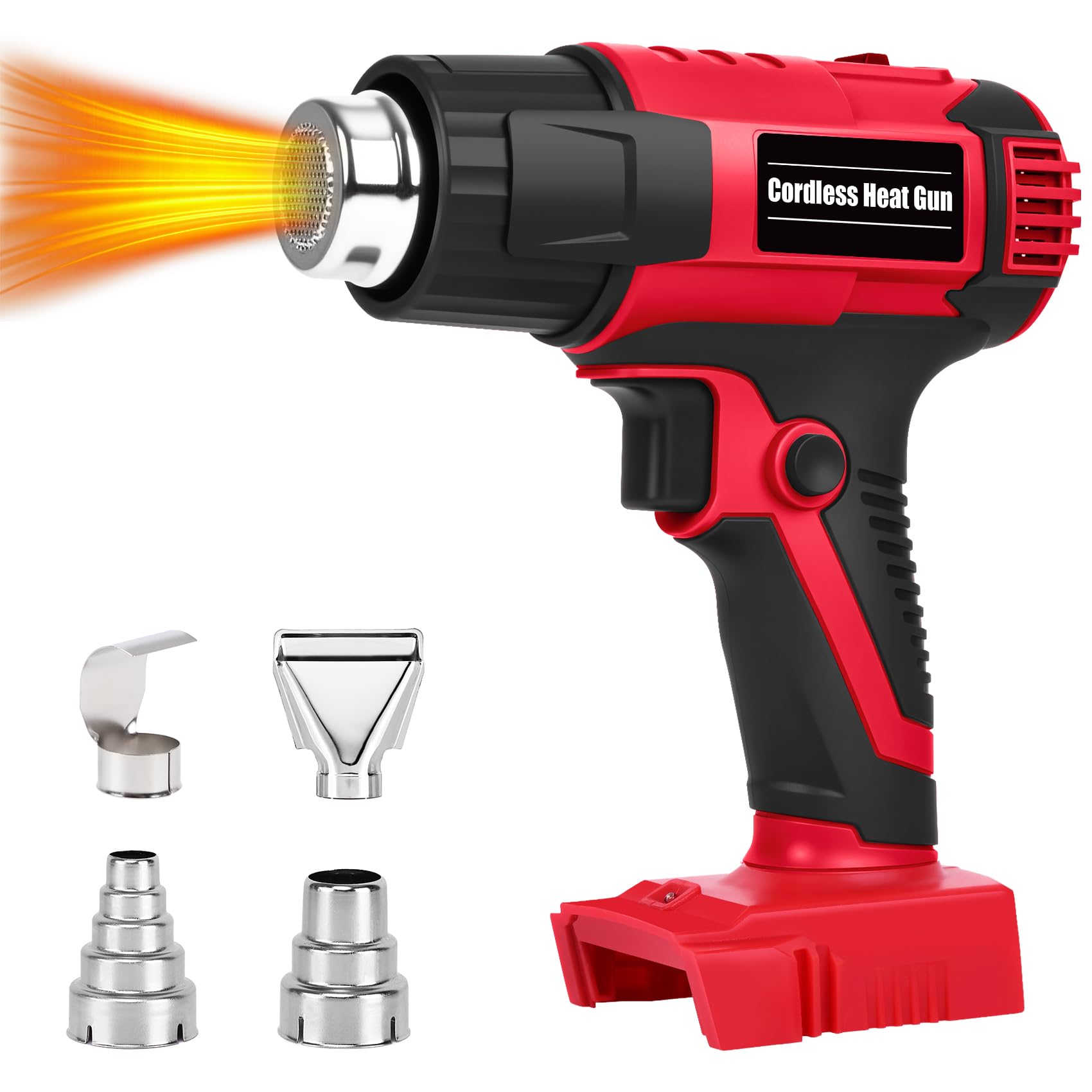 Photo 1 of ?380W?1022°F & 572°F?Cordless Heat Gun Compatible with Milwaukee M18 18V Battery, Portable Hot Air Gun Fast Heating Dual Temp with LED Light 4 Nozzles for Shrink Tubing, Resin, Vinyl Wrap (No Battery)