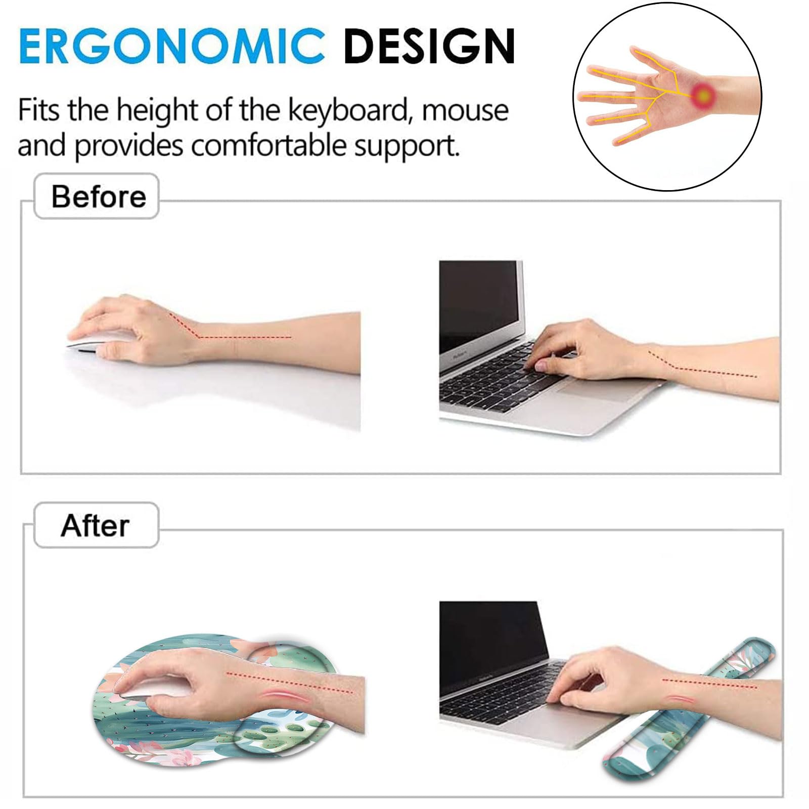 Keyboard Wrist Rest & Mouse Pad Set - Pain Relief -5