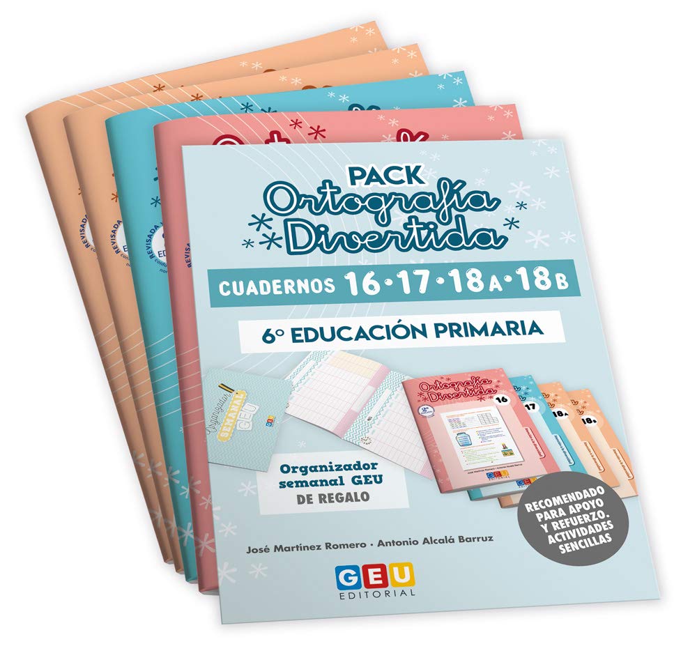 Pack Ortografía Divertida 6º Primaria: Cuadernos 16, 17, 18A y 18B | Material De Refuerzo Actividades sencillas | Editorial Geu (Niños de 11 a 12 años)