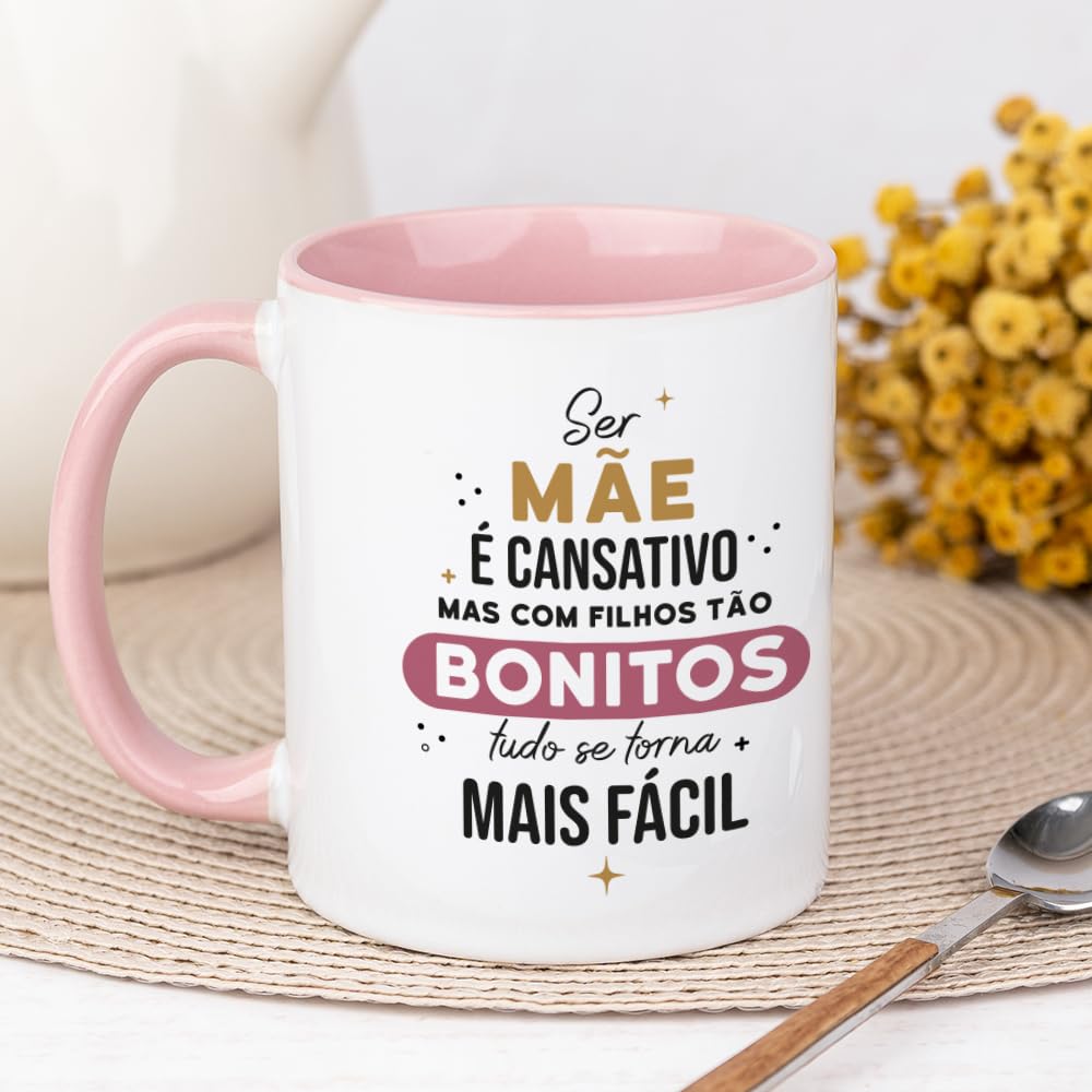 Wanapix | Caneca Dia da Mãe | 325 ml | Adequada para Máquina de Lavar Louça e Micro-ondas | Diferentes Designs (Filhos bonitos)