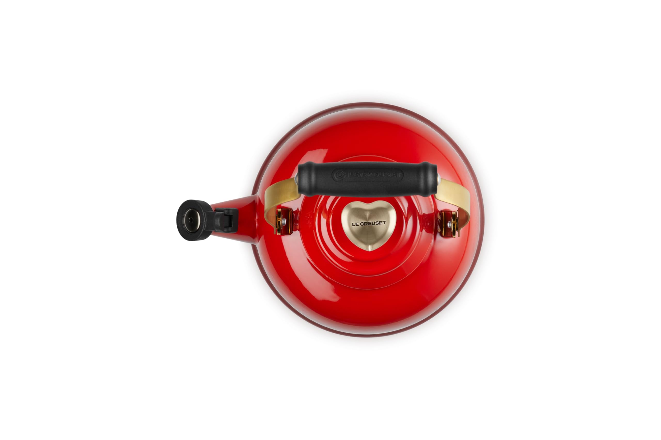 Le Creuset Bouilloire sifflante en émail sur acier, 1,7 l, bouton cerise/cœur