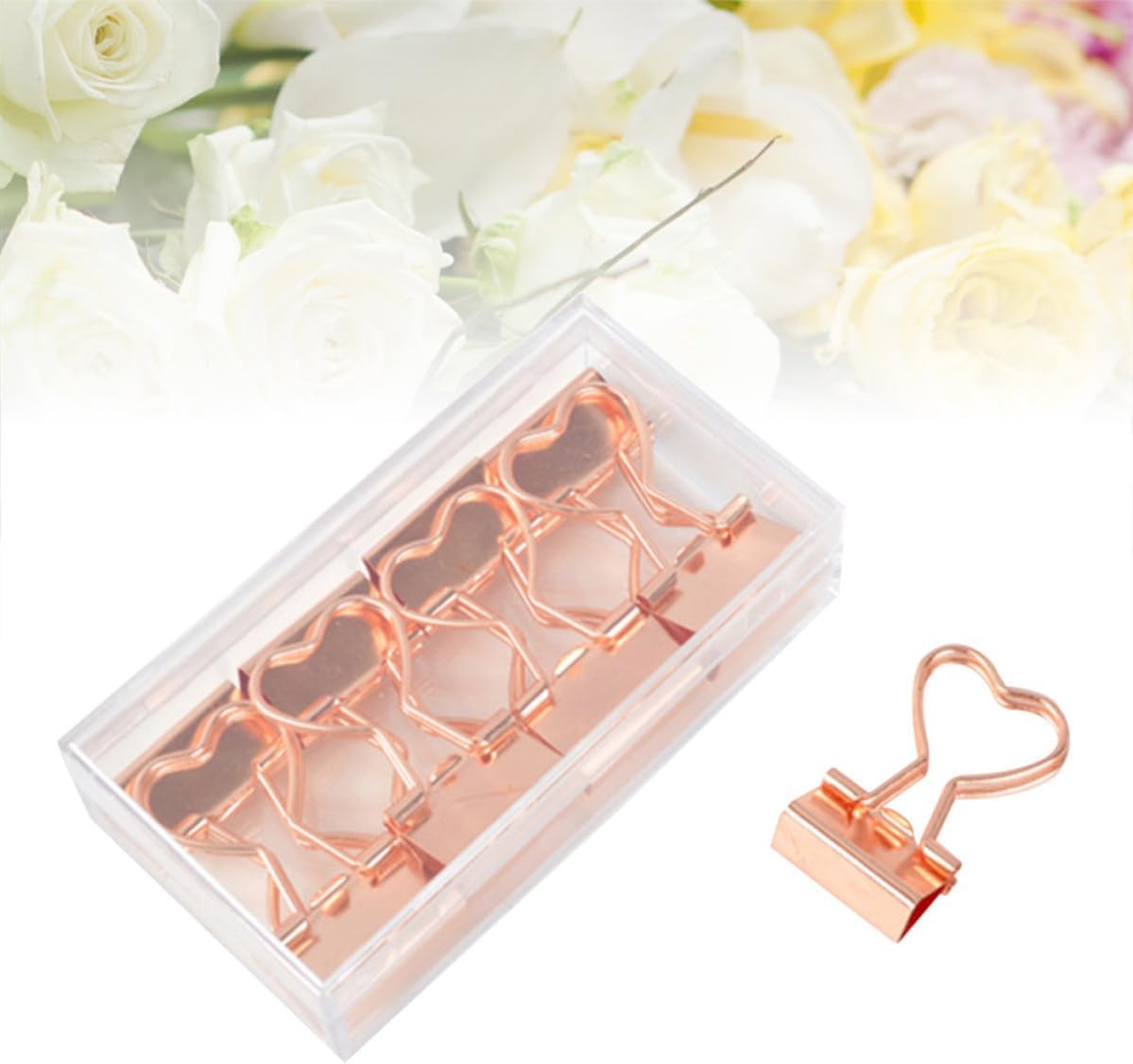 12pcs Metal Heart Shaped Binder Clips for Papers, Notes, Maps image 3