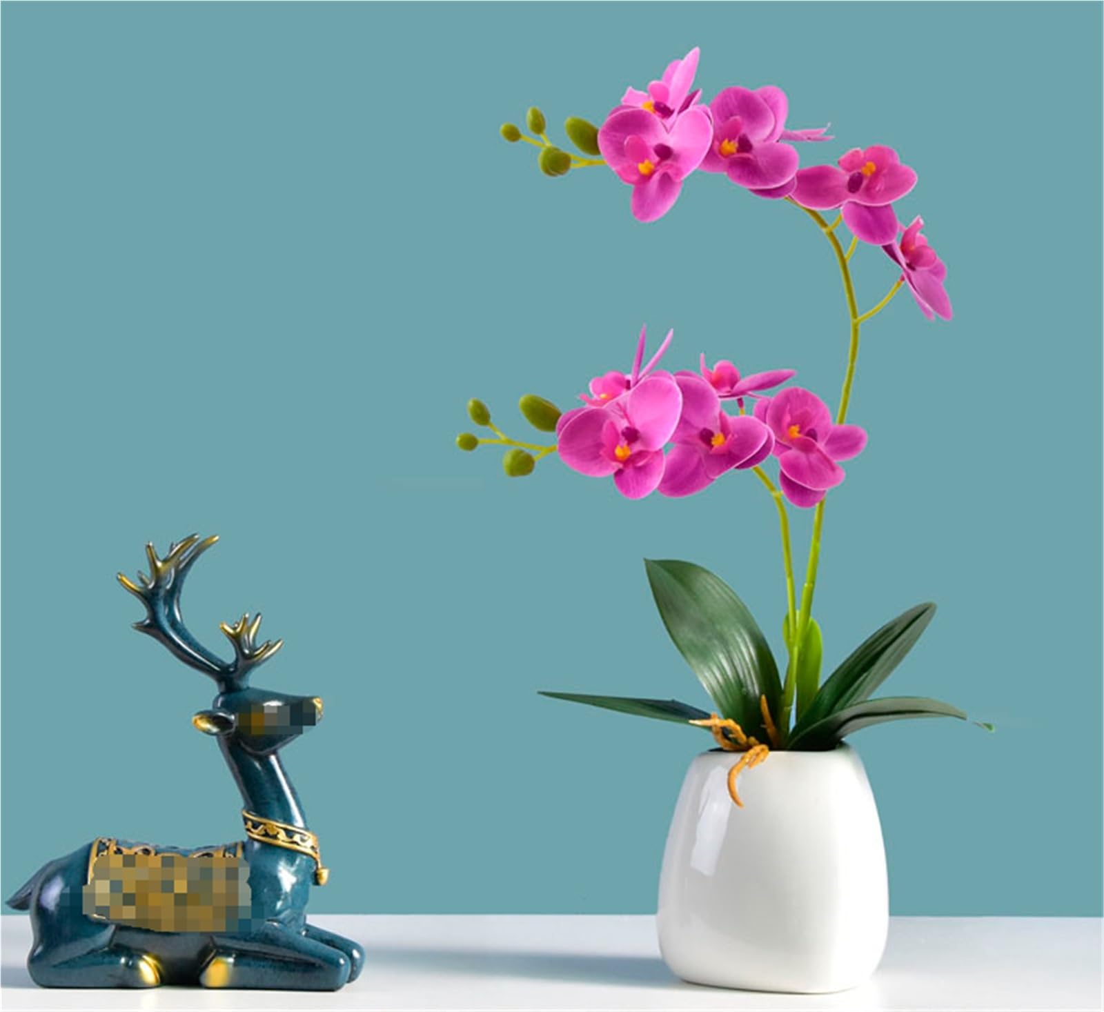 Plantas Artificiales de Interior orquídea Mariposa, Ideal for decoración del hogar, la Oficina o hoteles. Verdes Artificiales en Maceta.(Pink)