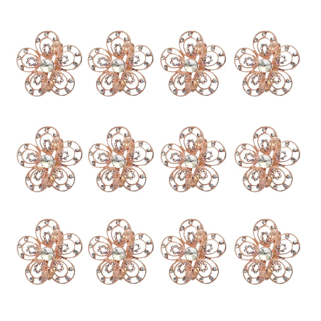 Servilletero de Boda con Anillos de Restaurante y Hebilla de Diamantes de imitación para decoración de Mesa de Cena de Boda (Oro Rosa)