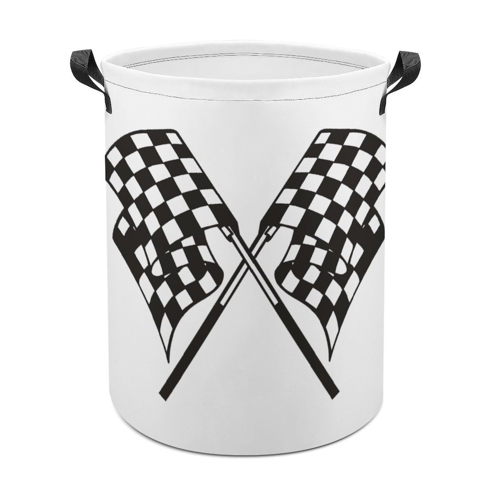 Wlntrophic Laundry Hamper, Checkered Flags Race Flag Laundry Basket, Washing Basket with Handle