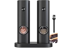 Upgraded 2 Pack Electric Pepper Grinder One-Button Easy Operation Adjustable Coarseness Premium...