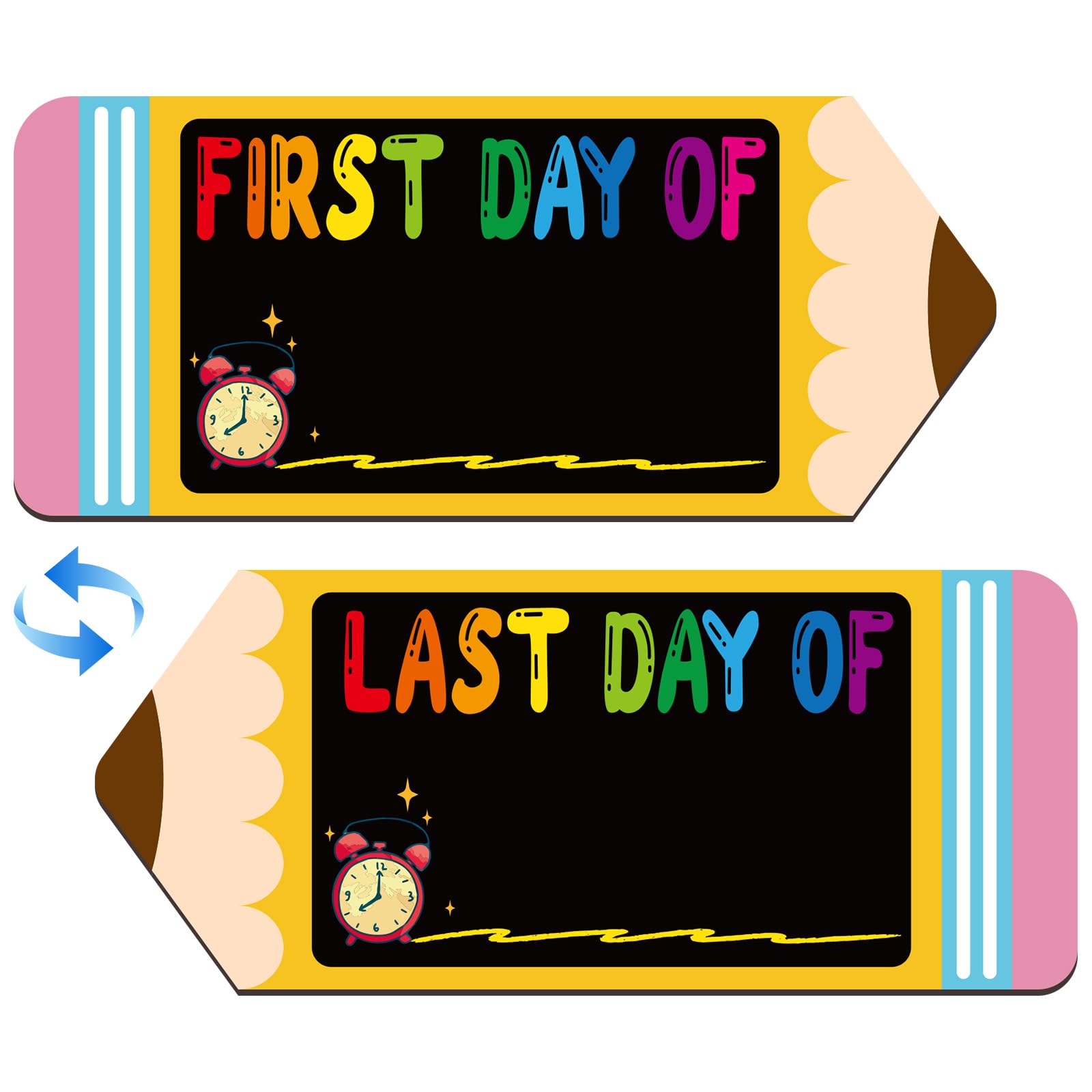 First and Last Day of School Pencil Sign Double-Sided Printing Pencil First and Last Day of School Sign Reusable First Day of School Sign Photo Prop for Back to School Supplies Gift