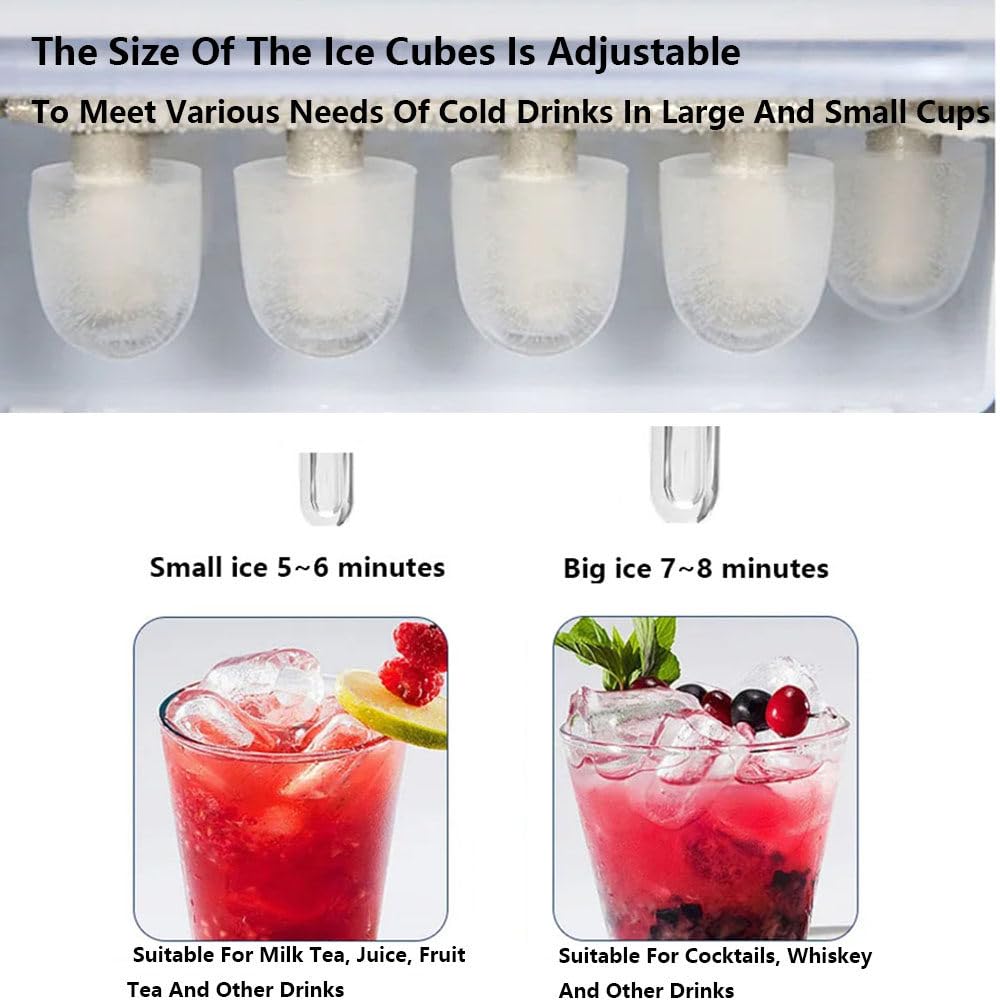 YMTHou Ice Maker Countertop, Portable Ice Machine with Basket and Scoop,26 Lbs/24h,9 Ice Cubes Ready in 7 Mins, 2 Sizes of Bullet Ice for Home, Kitchen,Camping,Rv on Fridge.com