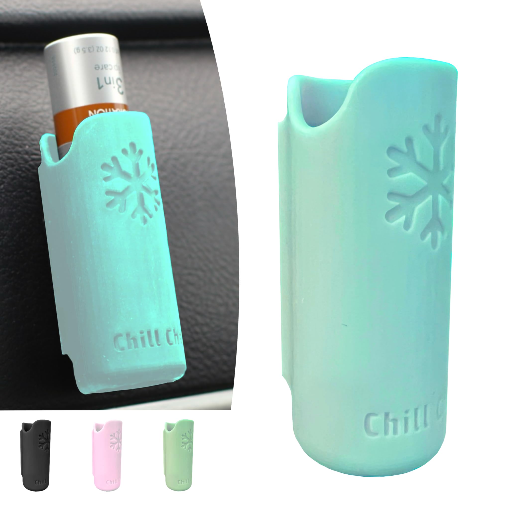 Chill Chap - Insulated Lip Balm Mount - Premium Interior Car Accessory - Keep Your Lip Balm Handy and Upright! - Great Low-Cost Gift (Sky Blue)