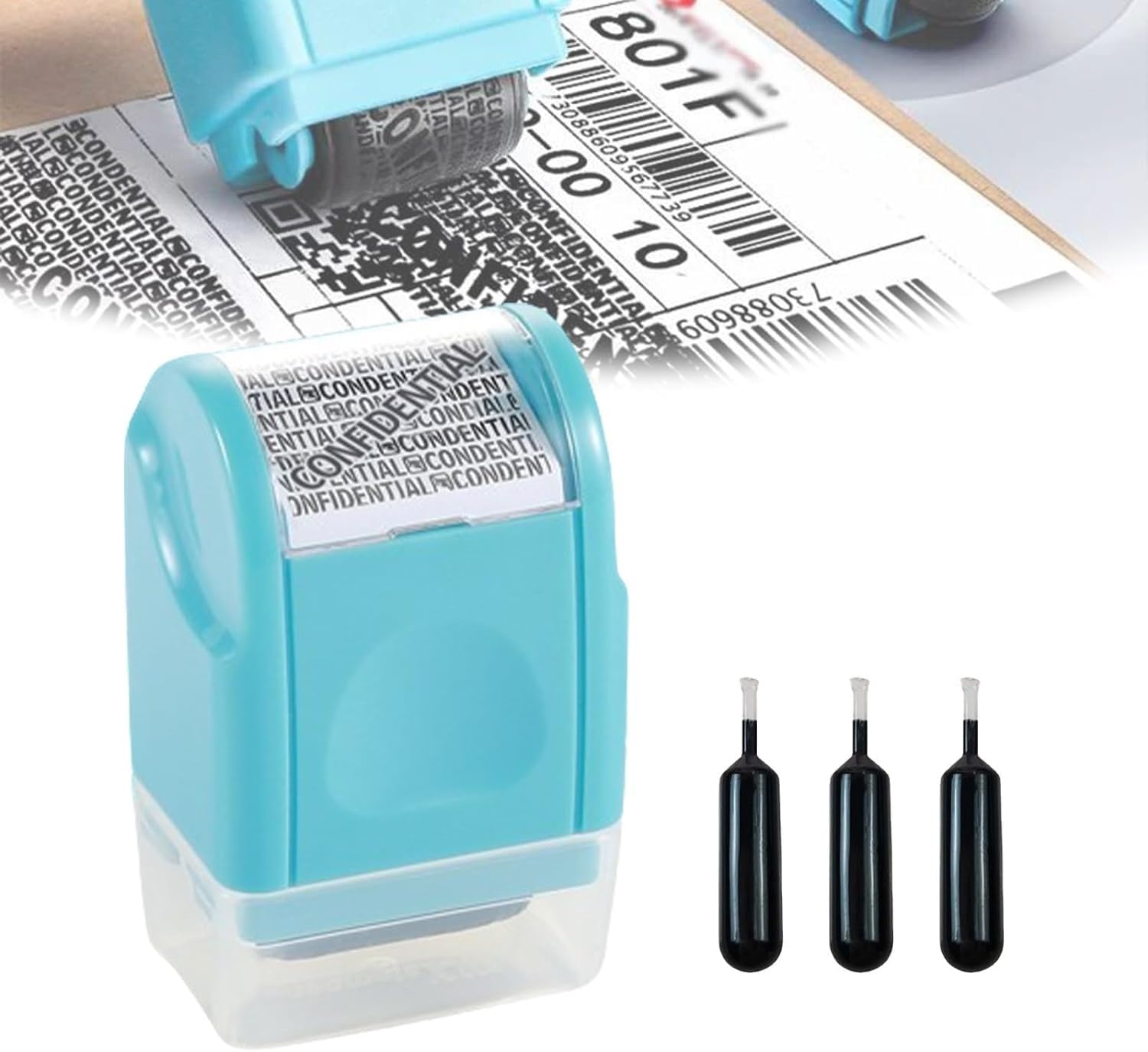 2024 New Upgraded Privacy Seal Roller Stamp,Identity Theft Protection Roller Stamp,Confidential Roller Stamp,Identity Protection Stamp Roller,Address Blocker Roller Stamp with Ink (Blue)