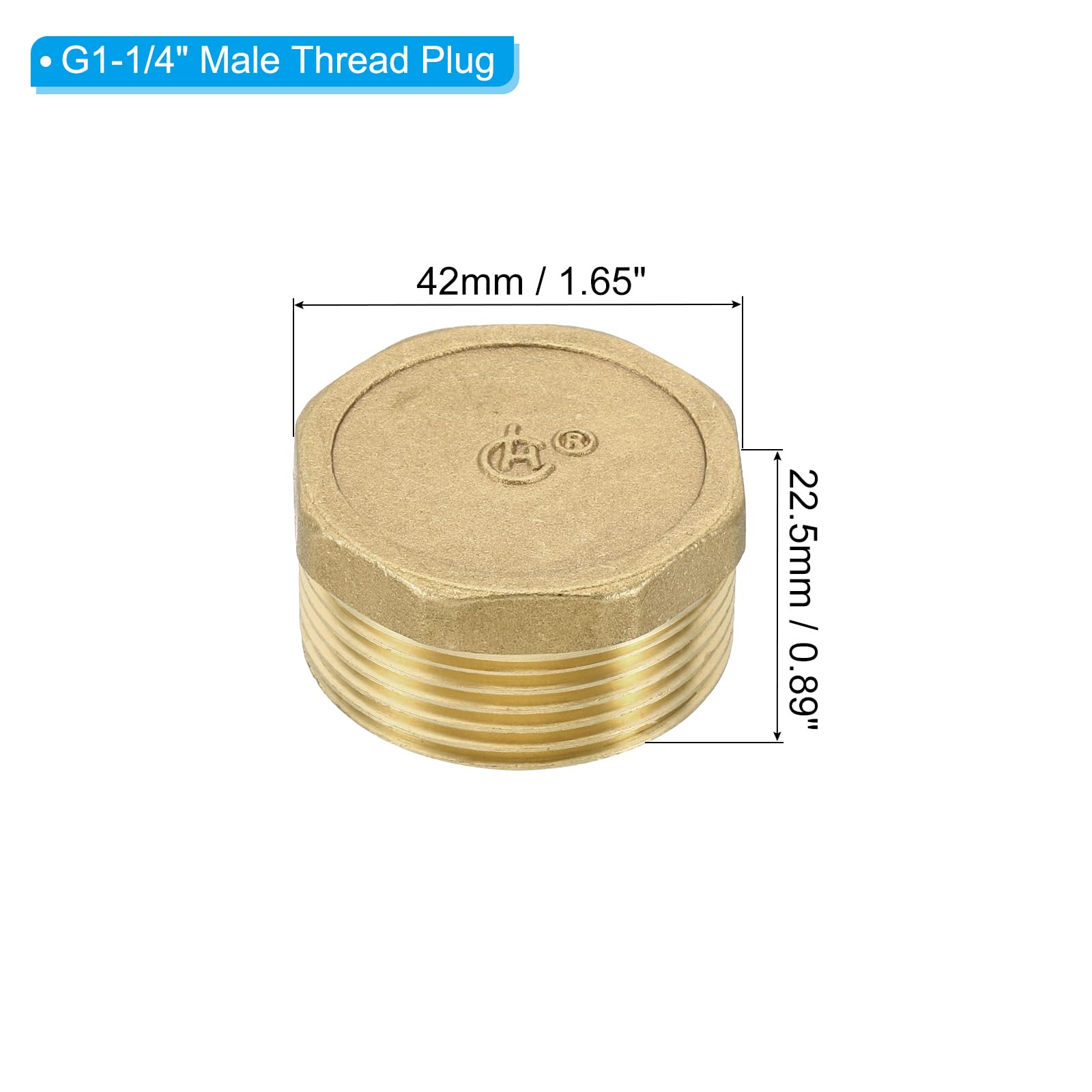 PATIKIL G1-1/4 Brass Pipe Plug - Image 2