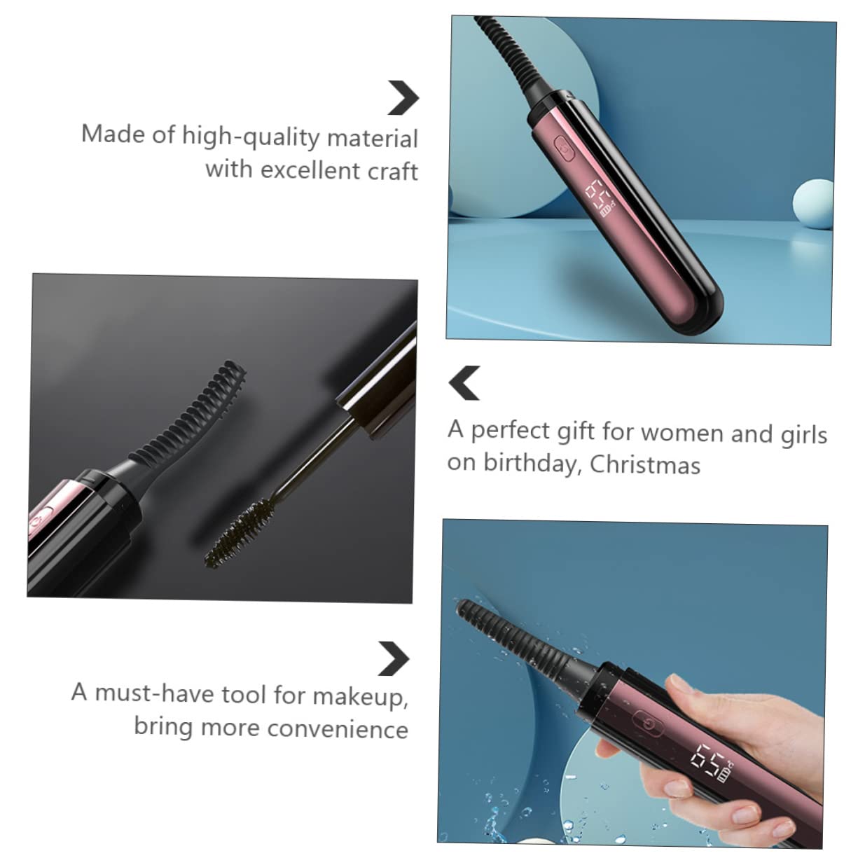 DOITOOL Rizador de Pestañas Eléctrico Calor, Recargable 360mah, Abs Negro, Ligero y Portátil para Viaje y Maquillaje
