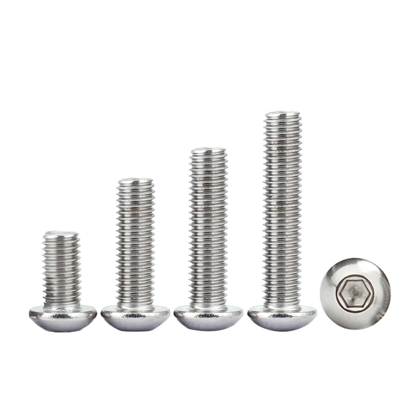 Viti a Bussola Lunga Viti a brugola Lunghe, 50 Pezzi M1.6 M2 Lunghezza 3-25 mm Testa Tonda Bottone Vite a brugola Esagonale bullone in Acciaio Inossidabile 304(20mm)